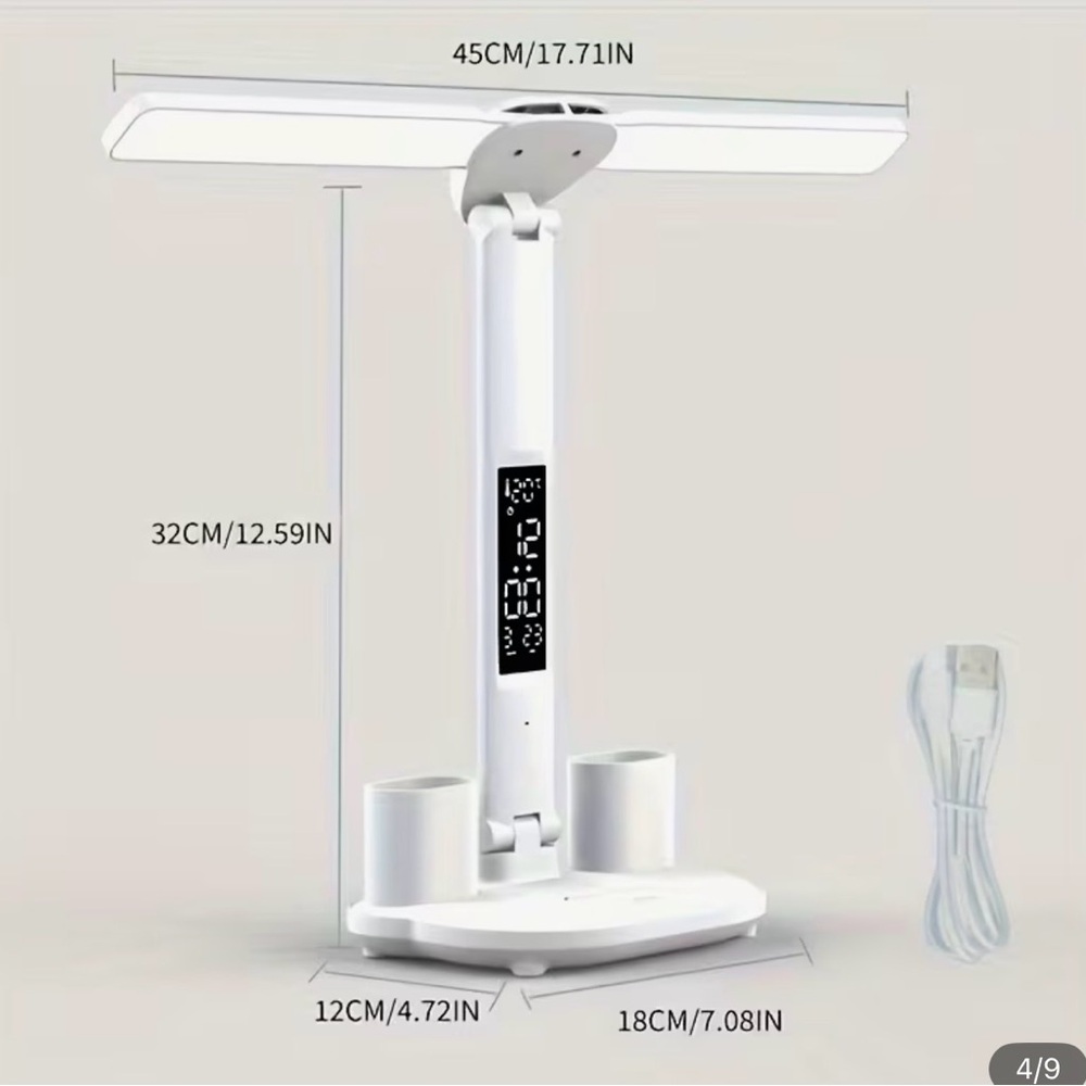 White LED Desk Lamp with USB Charging Port